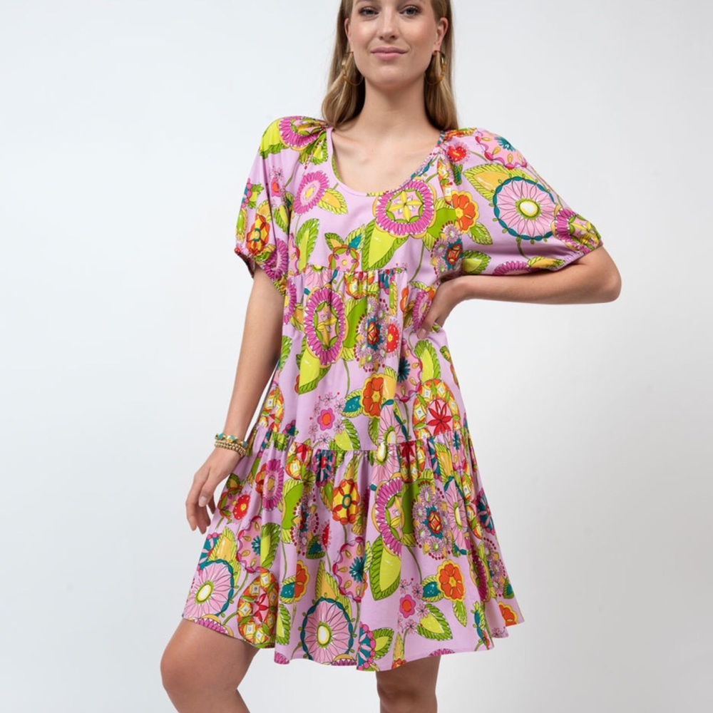 Uncle Frank purple multi color printed dress